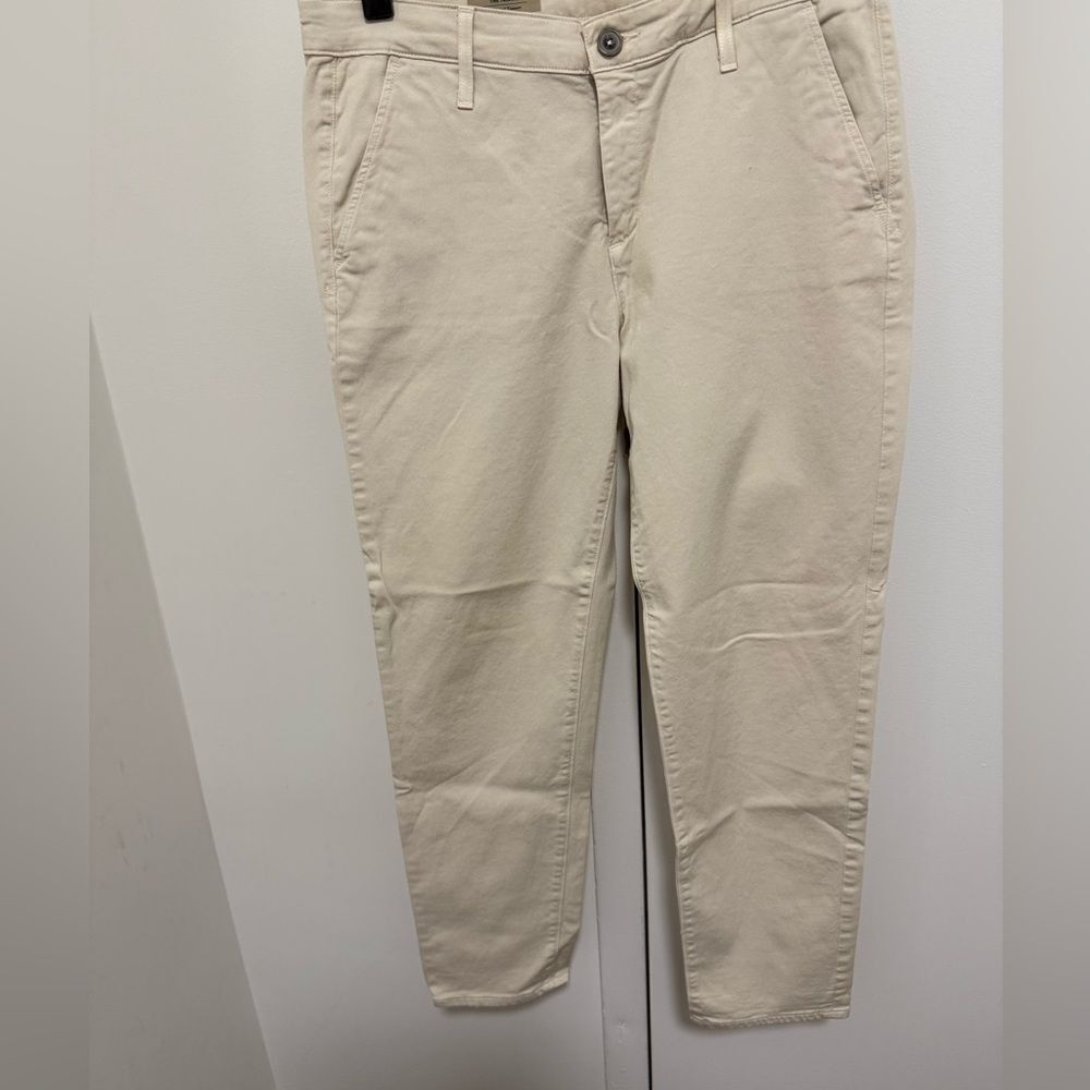 AG The Tristan Tailored Trouser Beige Straight Leg Woman’s Pant. Size 29R.